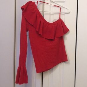 Rebecca Minkoff Red One Shoulder Sweater NWT